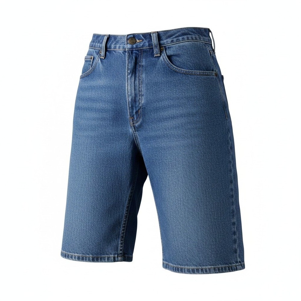Eddie Bauer Vintage Womens High Waisted Denim Shorts Loose Raw Hem Blue Size 8